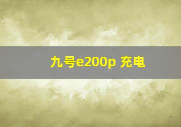 九号e200p 充电